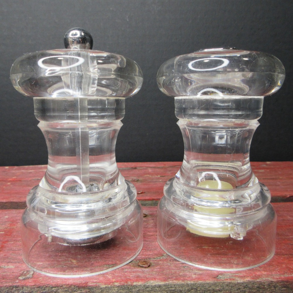 Mr. Dudley Clear Acrylic Salt Shaker & Pepper Mill Grinder Set Kitchen Dining